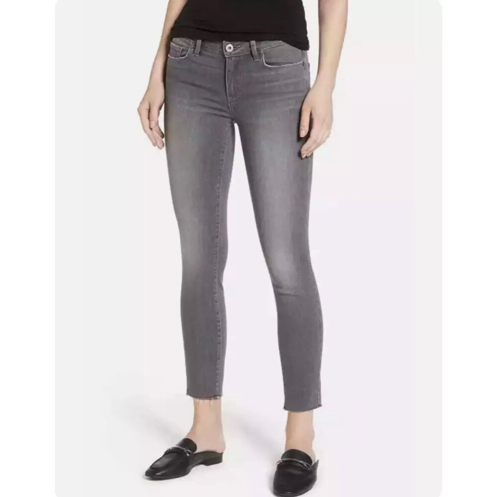 Paige Denim Womens Verdugo Ankle Skinny Jeans Sea Salt Gray Raw Hem size 30